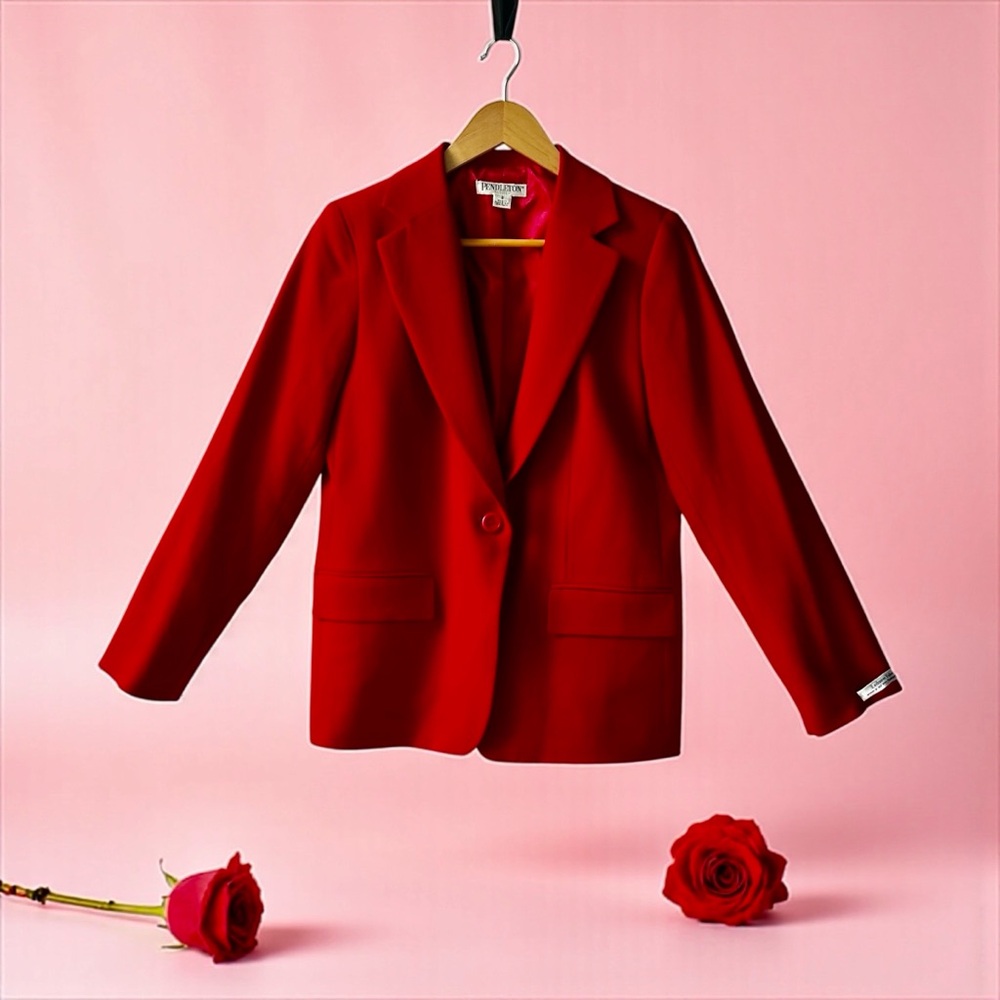 Pendleton Scarlet 100% Virgin Wool Suit Jacket Blazer 8P